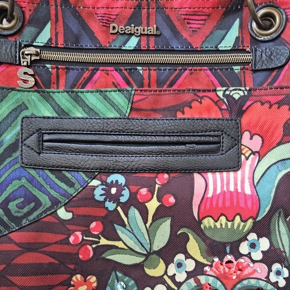 Desigual Floral Vibrant Patchwork Crossbody Bag Multicolor Boho Statement Purse - Picture 4 of 16